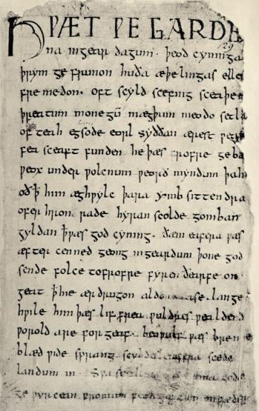 Beowulf_firstpage pd wikimedia commons